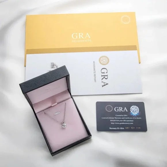 CERTIFIED  1 Carat D Color Moissanite Pendant Necklace 925 Sterling silver NEW - Picture 7 of 11